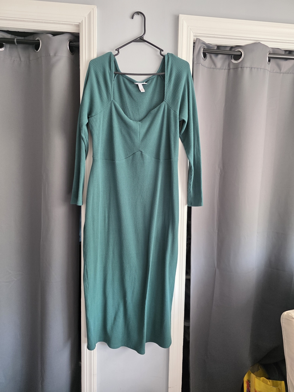 Plus Size Maternity Women’s Teal Long Sleeve Ribbed Knit Dress
